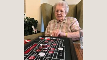 Residents take a spin at the casino at Brompton House